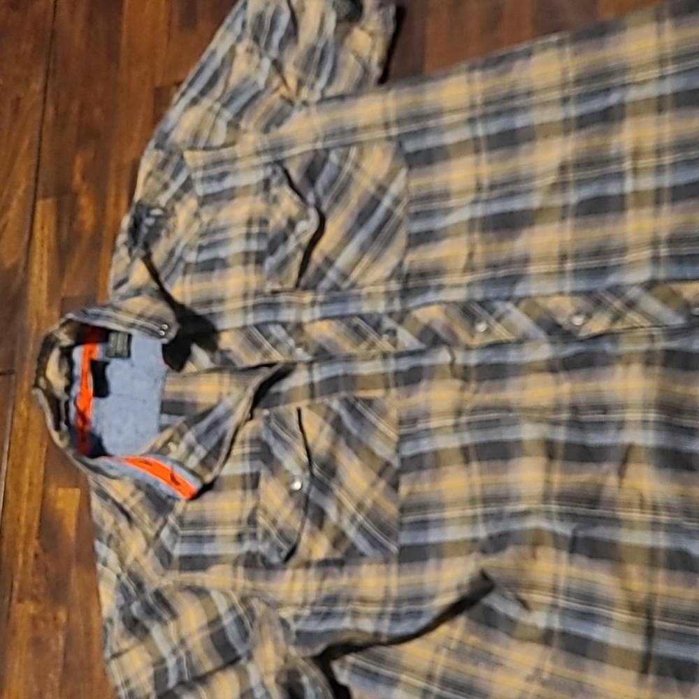 Harley Davidson Collector Grey Yellow Plaid lightweight short sleeve buttondown